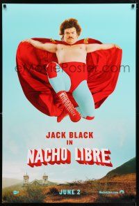 6k454 NACHO LIBRE front style teaser DS 1sh '06 wacky image of Mexican luchador wrestler Jack Black
