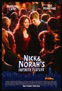6k468 NICK & NORAH'S INFINITE PLAYLIST advance DS 1sh '08 Michael Cera, Kat Dennings in title roles