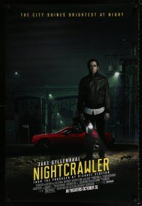 6k470 NIGHTCRAWLER advance DS 1sh '14 cool image of Jake Gyllenhaal with camera and sports car!