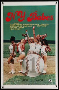 6k453 N.Y. BABES 1sh '79 sexiest X-rated female New York baseball players ever!