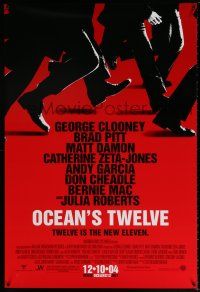 6k482 OCEAN'S TWELVE advance DS 1sh '05 Brad Pitt, George Clooney, Matt Damon, Julia Roberts