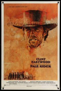 6k489 PALE RIDER 1sh '85 great artwork of cowboy Clint Eastwood by C. Michael Dudash!