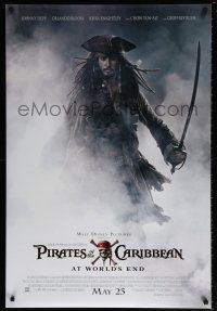 6k502 PIRATES OF THE CARIBBEAN: AT WORLD'S END advance DS 1sh '07 Johnny Depp as Captain Jack!