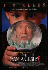 6k589 SANTA CLAUSE DS lenticular 1sh '94 Disney, jolly Tim Allen in snow globe!