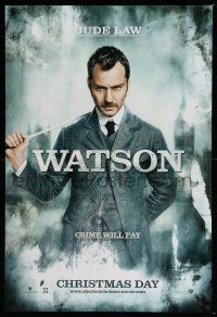 6k608 SHERLOCK HOLMES teaser DS 1sh '09 Guy Ritchie directed, Jude Law as Dr. Watson!