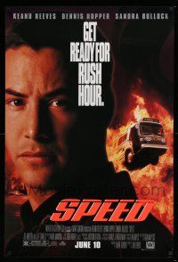 6k644 SPEED style A advance 1sh '94 huge close up of Keanu Reeves & bus driving through flames!