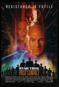 6k677 STAR TREK: FIRST CONTACT advance 1sh '96 Jonathan Frakes, Stewart, Spiner, sexy Borg Krige!
