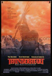 6k745 THUNDERHEART 1sh '92 directed by Michael Apted, really cool Native American Indian image!