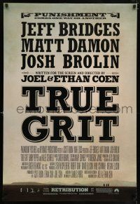 6k778 TRUE GRIT advance DS 1sh '10 Jeff Bridges, Matt Damon, cool wanted poster design!