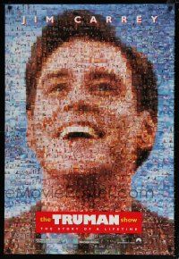 6k779 TRUMAN SHOW teaser DS 1sh '98 really cool mosaic art of Jim Carrey, Peter Weir