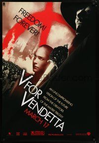6k799 V FOR VENDETTA teaser 1sh '05 Wachowski Bros, bald Natalie Portman, Hugo Weaving