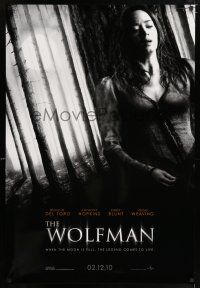 6k838 WOLFMAN teaser DS 1sh '10 werewolf horror, pretty Emily Blunt on the run!