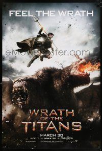 6k843 WRATH OF THE TITANS teaser DS 1sh '12 image of Sam Worthington vs enormous titan!