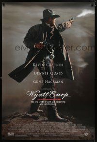 6k844 WYATT EARP 1sh '94 cool image of Kevin Costner in the title role firing gun!