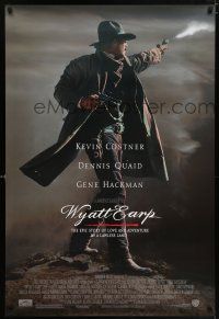 6k845 WYATT EARP DS 1sh '94 cool image of Kevin Costner in the title role firing gun!