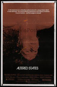 6m004 ALTERED STATES linen foil 1sh '80 William Hurt, Paddy Chayefsky, Ken Russell, sci-fi!