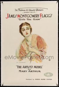 6m008 ARTIST'S MODEL linen 1sh '18 wonderful art of Mary Arthur by James Montgomery Flagg, rare!