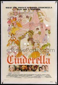 6m019 CINDERELLA linen 1sh '77 sexy fairy tale art, what the prince slipped her wasn't a slipper!