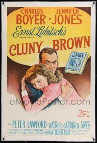 6m023 CLUNY BROWN linen 1sh '46 stone litho of Charles Boyer & Jennifer Jones, Ernst Lubitsch!