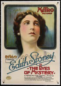 6m040 EYES OF MYSTERY linen 1sh '18 great stone litho of Edith Storey, directed by Tod Browning!
