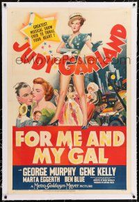 6m044 FOR ME & MY GAL linen style C 1sh '42 art of dancer Judy Garland on Broadway & w/ Gene Kelly!