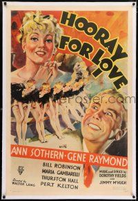 6m065 HOORAY FOR LOVE linen 1sh '35 great art of Ann Sothern, Gene Raymond & sexy chorus girls!