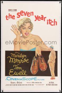 6m125 SEVEN YEAR ITCH linen 1sh '55 Billy Wilder, great art of sexy Marilyn Monroe & Tom Ewell!