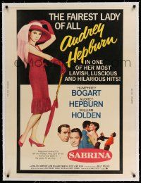 6p003 SABRINA linen 30x40 R65 Audrey Hepburn, Humphrey Bogart, William Holden, Billy Wilder