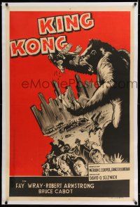 6p174 KING KONG linen Argentinean R50s different art of giant fierce ape carrying Fay Wray over NY!