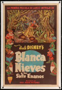 6p192 SNOW WHITE & THE SEVEN DWARFS linen Argentinean '38 Disney cartoon classic, like Tenggren art!