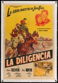 6p194 STAGECOACH linen Argentinean R40s John Wayne & John Ford classic, cool different western art!