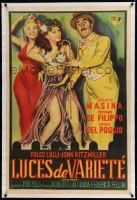 6p198 VARIETY LIGHTS linen Argentinean '59 early Federico Fellini, Luci del Varieta, vaudeville!