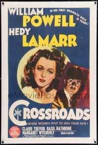 6p018 CROSSROADS linen Aust 1sh '42 sexy Hedy Lamarr waits to seal William Powell's fate!