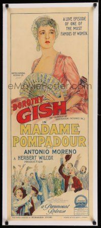 6p014 MADAME POMPADOUR linen long Aust daybill '27 Richardson Studio stone litho of Dorothy Gish!
