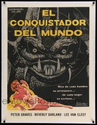 6p090 IT CONQUERED THE WORLD linen Cuban '56 Roger Corman, great art of wacky monster & sexy girl!