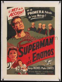 6p095 SUPERMAN & THE MOLE MEN linen Cuban '51 George Reeves in 1st full-length feature adventure!