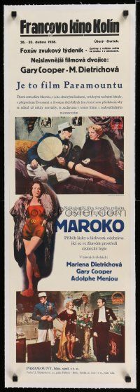 6p064 MOROCCO linen Czech 12x38 '30 Legionnaire Gary Cooper & sexy Marlene Dietrich, different!