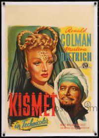 6p041 KISMET linen 22x31 Dutch '44 different Mettes art of sexy Marlene Dietrich & Ronald Colman!