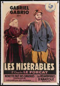 6p097 LES MISERABLES linen French 30x44 R30s Victor Hugo classic, Florit art of Jean Valjean, Part I