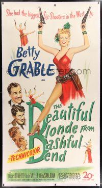 6r021 BEAUTIFUL BLONDE FROM BASHFUL BEND linen 3sh '49 Sturges, Betty Grable has biggest guns!