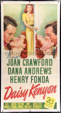 6r028 DAISY KENYON linen 3sh '47 Joan Crawford, Henry Fonda, Dana Andrews, Preminger, stone litho!