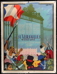 6r091 ROYAL AFFAIRS IN VERSAILLES linen French 1p '57 cool different artwork by Guy Gerard Noel!