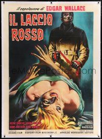 6r143 INDIAN SCARF linen Italian 1p '64 wild Casaro art of strangler attacking sexy blonde!