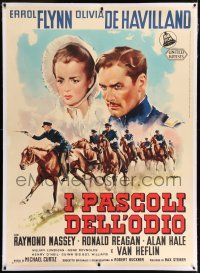 6r151 SANTA FE TRAIL linen Italian 1p R62 great Olivetti art of Errol Flynn & Olivia De Havilland!