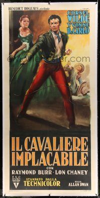 6r100 PASSION linen Italian 3sh '54 Olivetti art of Cornel Wilde & Yvonne De Carlo in California!