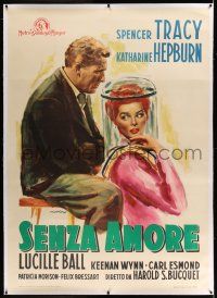 6r102 WITHOUT LOVE linen Italian 45x64 '49 different Marino art of Spencer Tracy & Katharine Hepburn