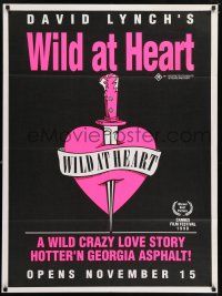 6s757 WILD AT HEART teaser Aust 1sh '90 David Lynch, Cage & Dern, cool different heart artwork!