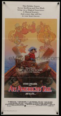 6s767 AMERICAN TAIL Aust daybill '86 Steven Spielberg, different art of Fievel by Drew Struzan!