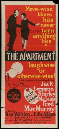 6s772 APARTMENT Aust daybill '60 Billy Wilder, Jack Lemmon, Shirley MacLaine!