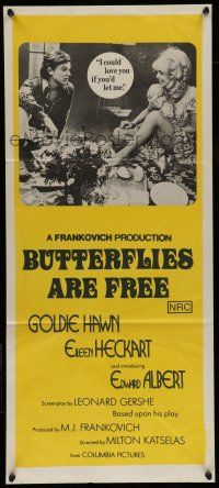 6s792 BUTTERFLIES ARE FREE Aust daybill '72 would-be lovers Goldie Hawn & blind Edward Albert!